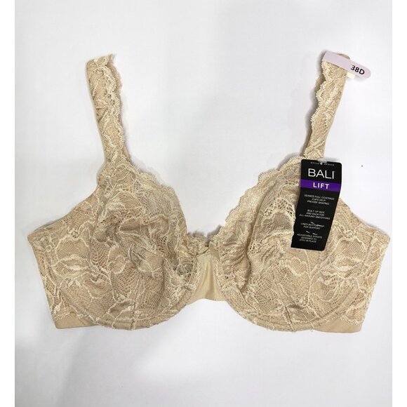 Bali Lift Lace Underwire Bra DF6543 Nude 38D Full Coverage Support NWT - Picture 4 of 6